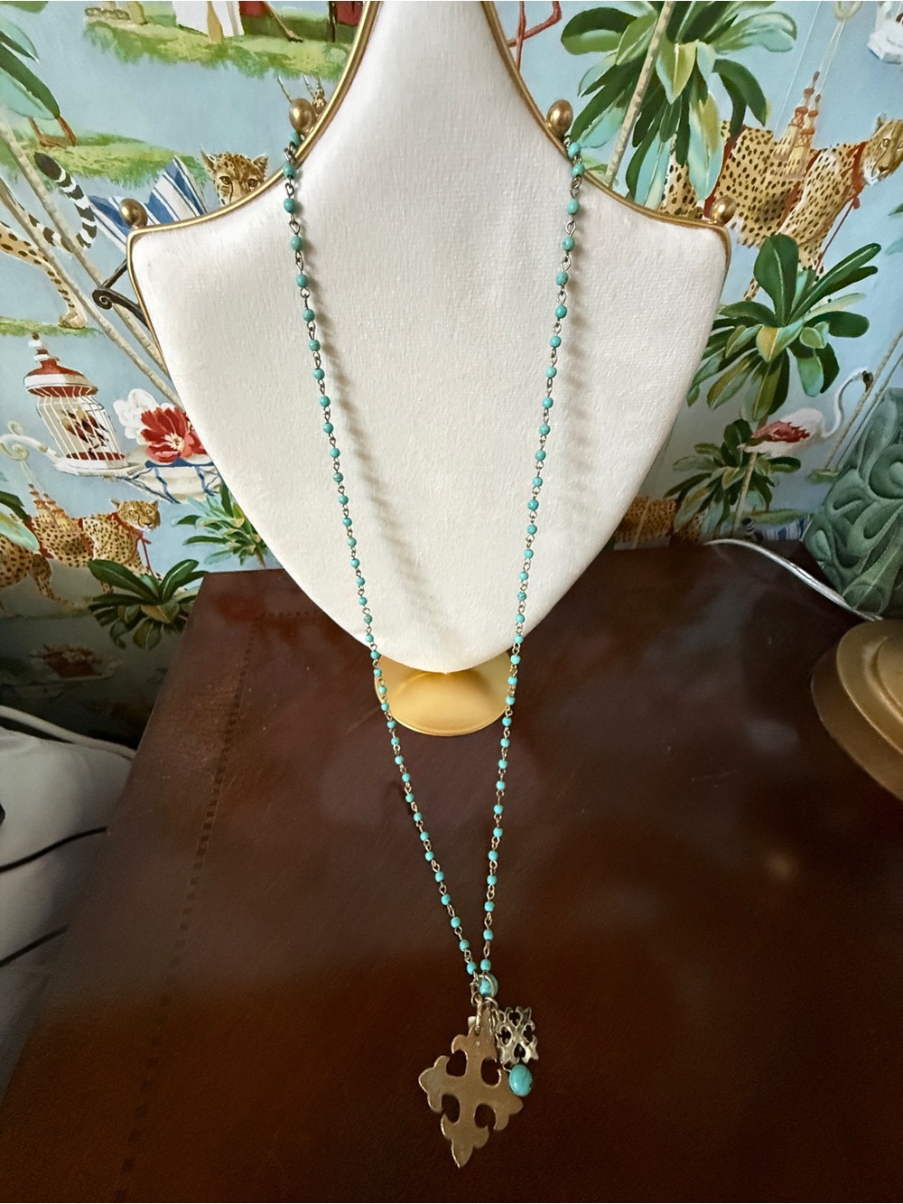Lucky Brand Turquoise, and dual Cross necklace